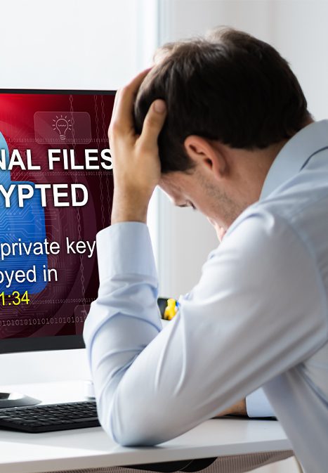Ransomware Malware Attack. Business Computer Hacked. Files Encrypted