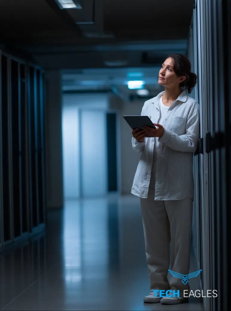 CIOs & CTOs collaborating to simplify IT governance and enhance operational efficiency in a modern workspace.
