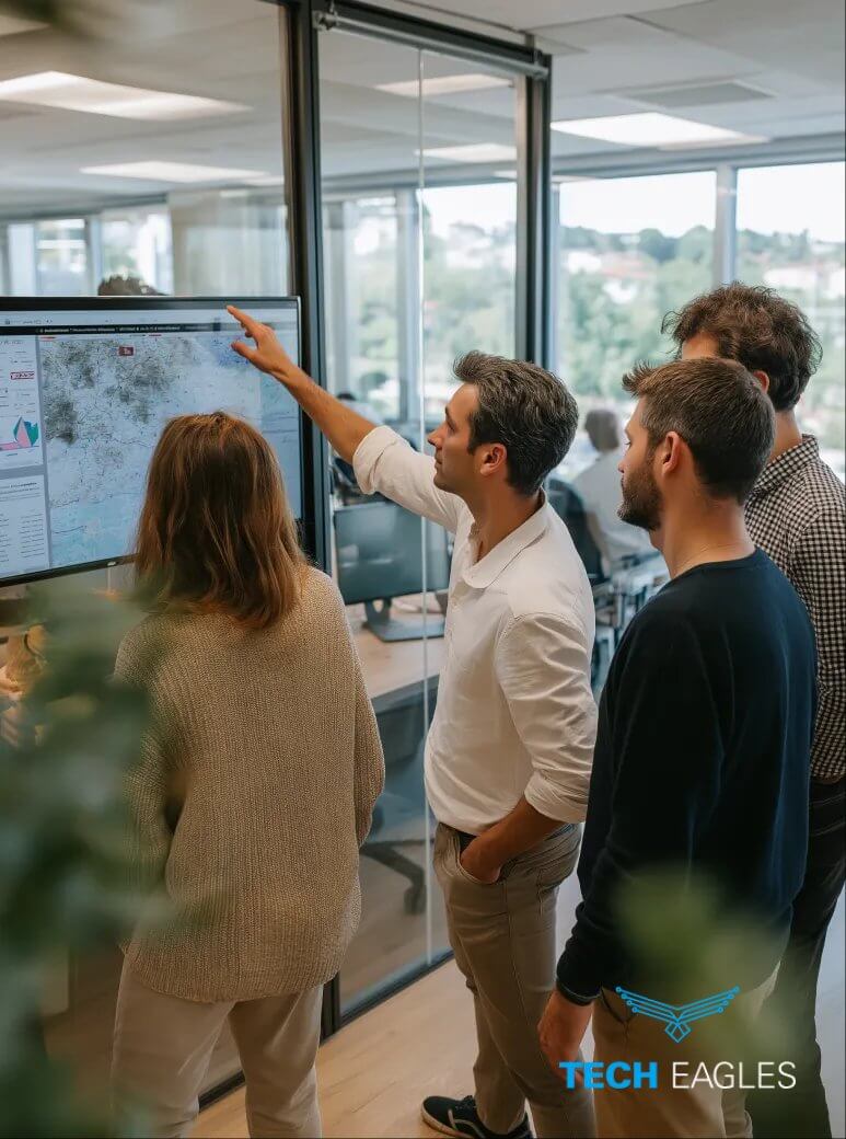 Dedicated team collaborating on IT solutions tailored for Higher Education IT Staffing needs on campus.
