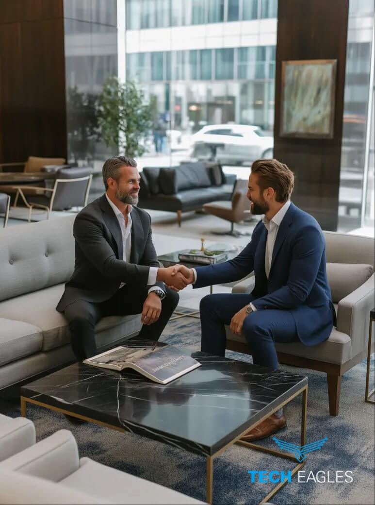 IT Directors collaborating in a meeting, discussing co-managed IT strategies while maintaining control over their systems.